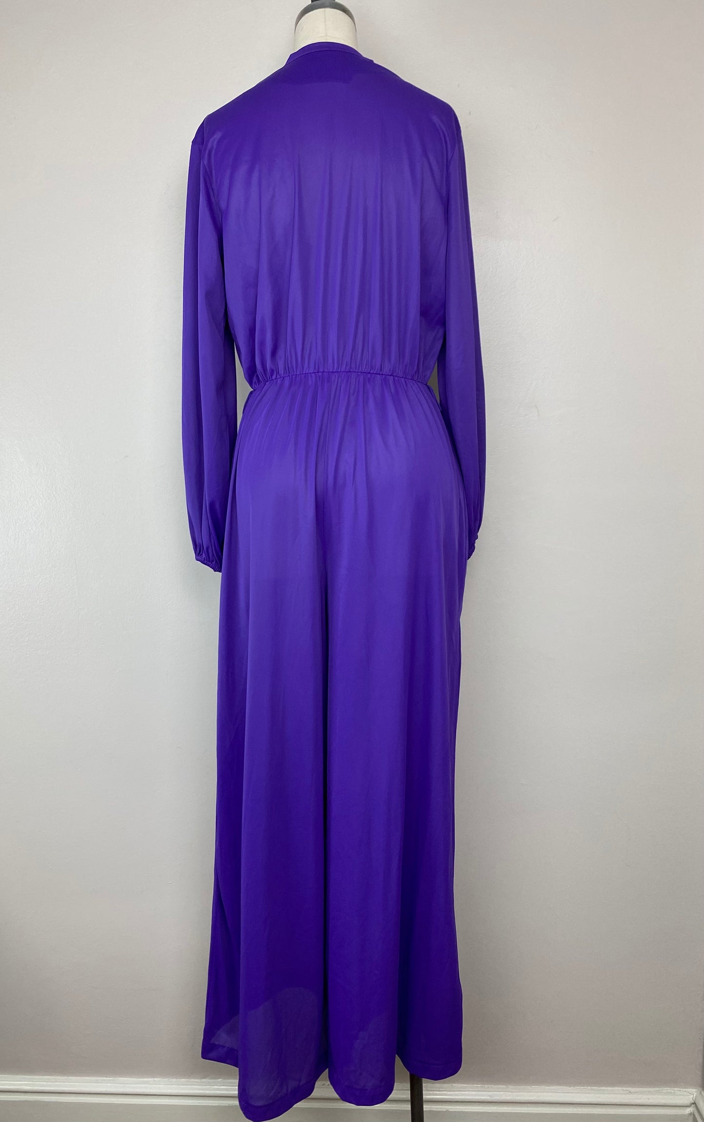 1970s Sears Loungewear Purple Nylon Jumpsuit, Size Medium