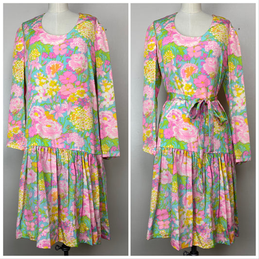 1970s Aldrich Drop Waist Dress, Size Medium