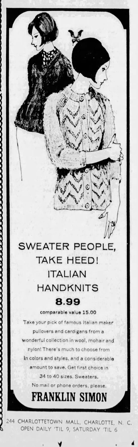 1950s/60s Mohair Blend Sweater, Franklin Simon, Italian Hand Knit, Size XS/S