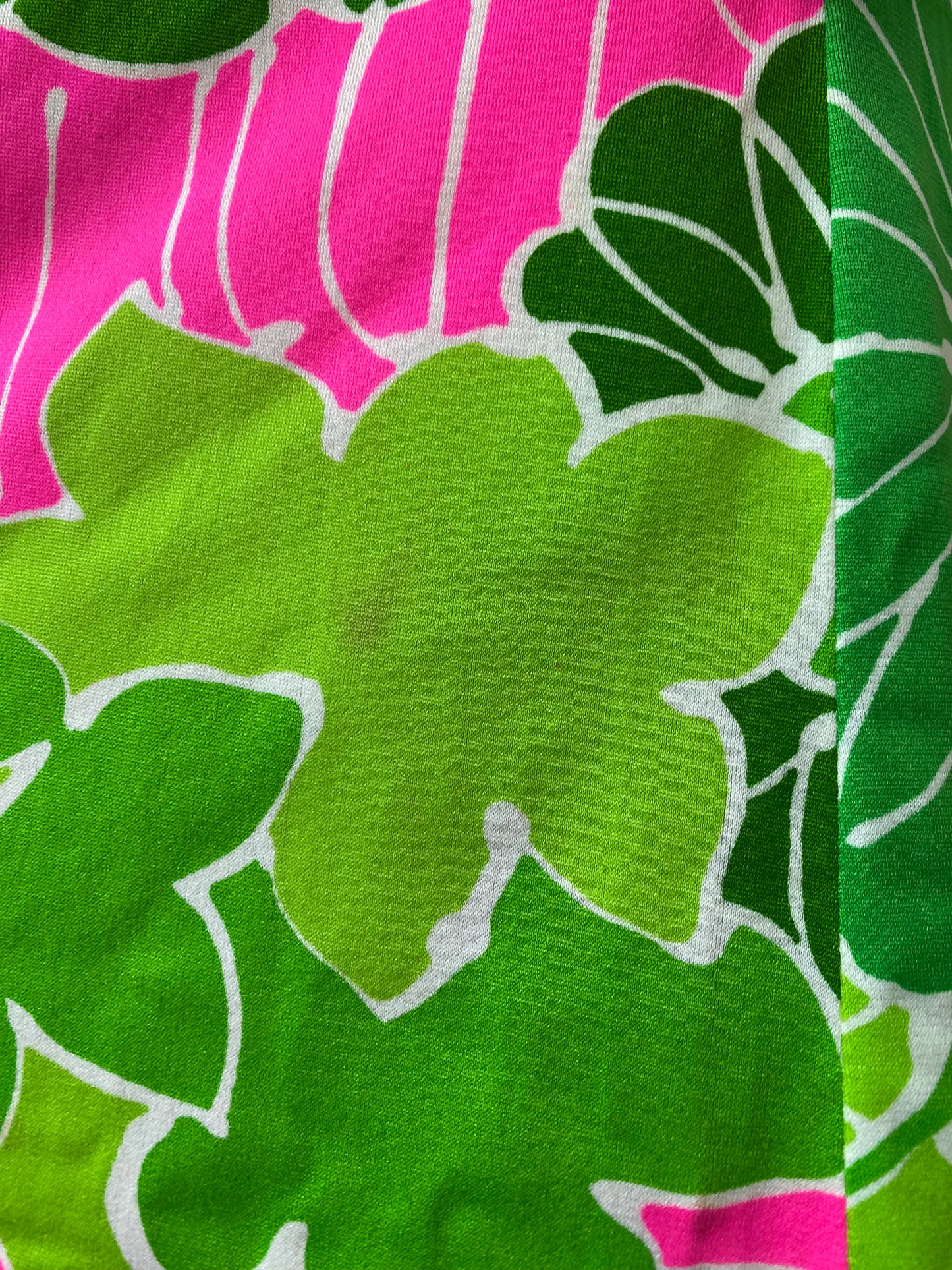 1960s/70s Floral Maxi Dress, Keram Size Small, Neon Green and Pink