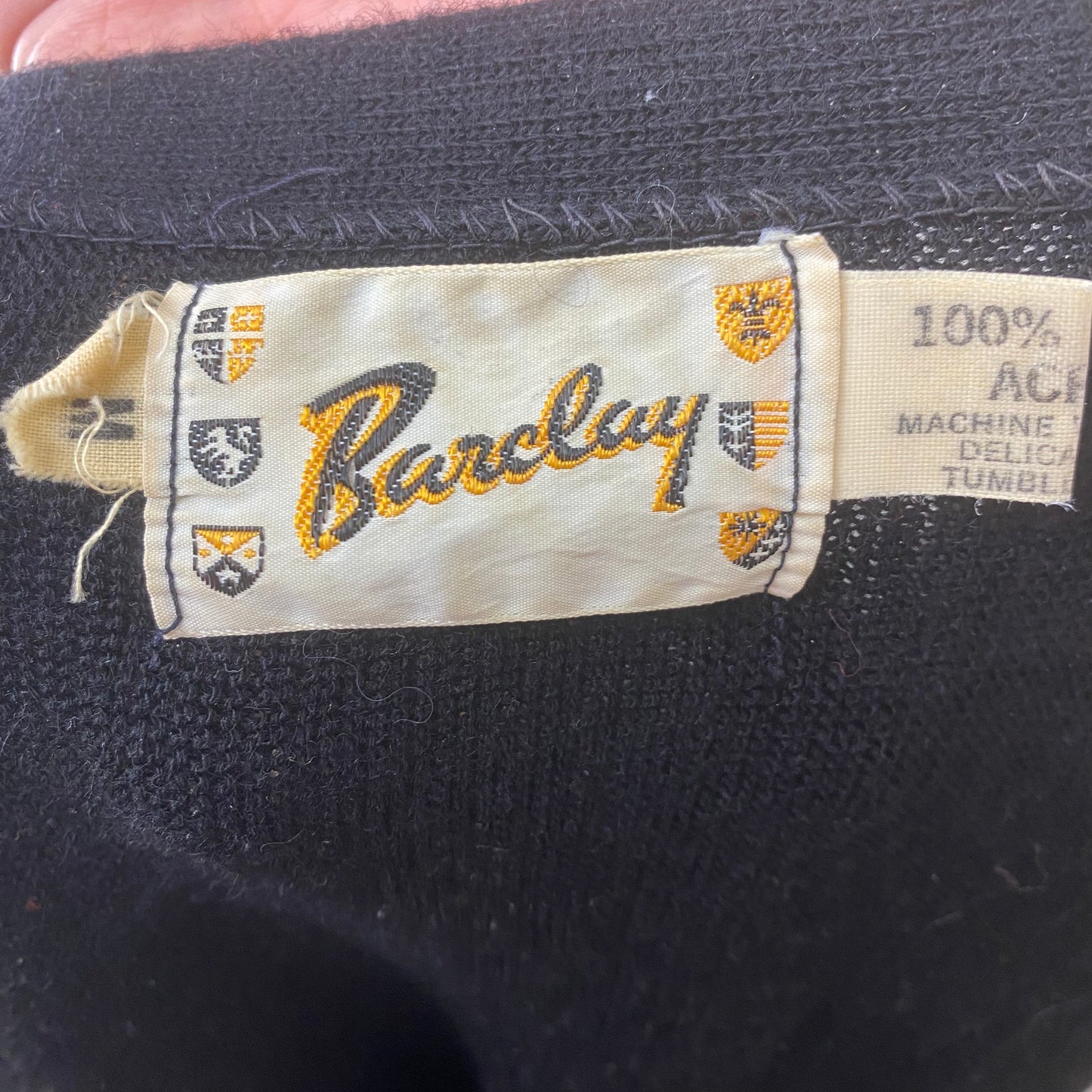 1960s/70s Men’s Black Cardigan Sweater, Barclay Size Medium