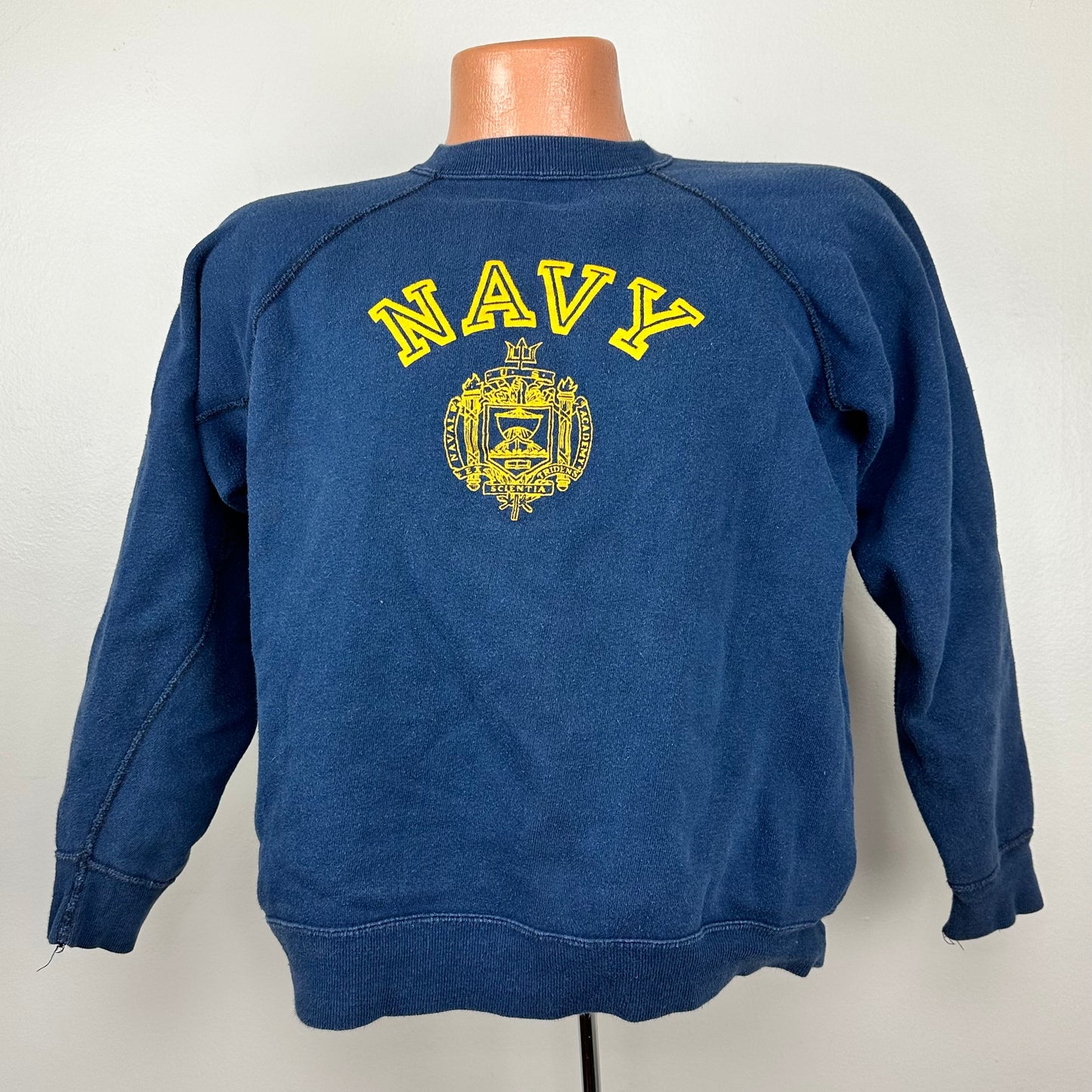 1960s US Navy Sweatshirt, Champion Size Large, Underarm Gussets