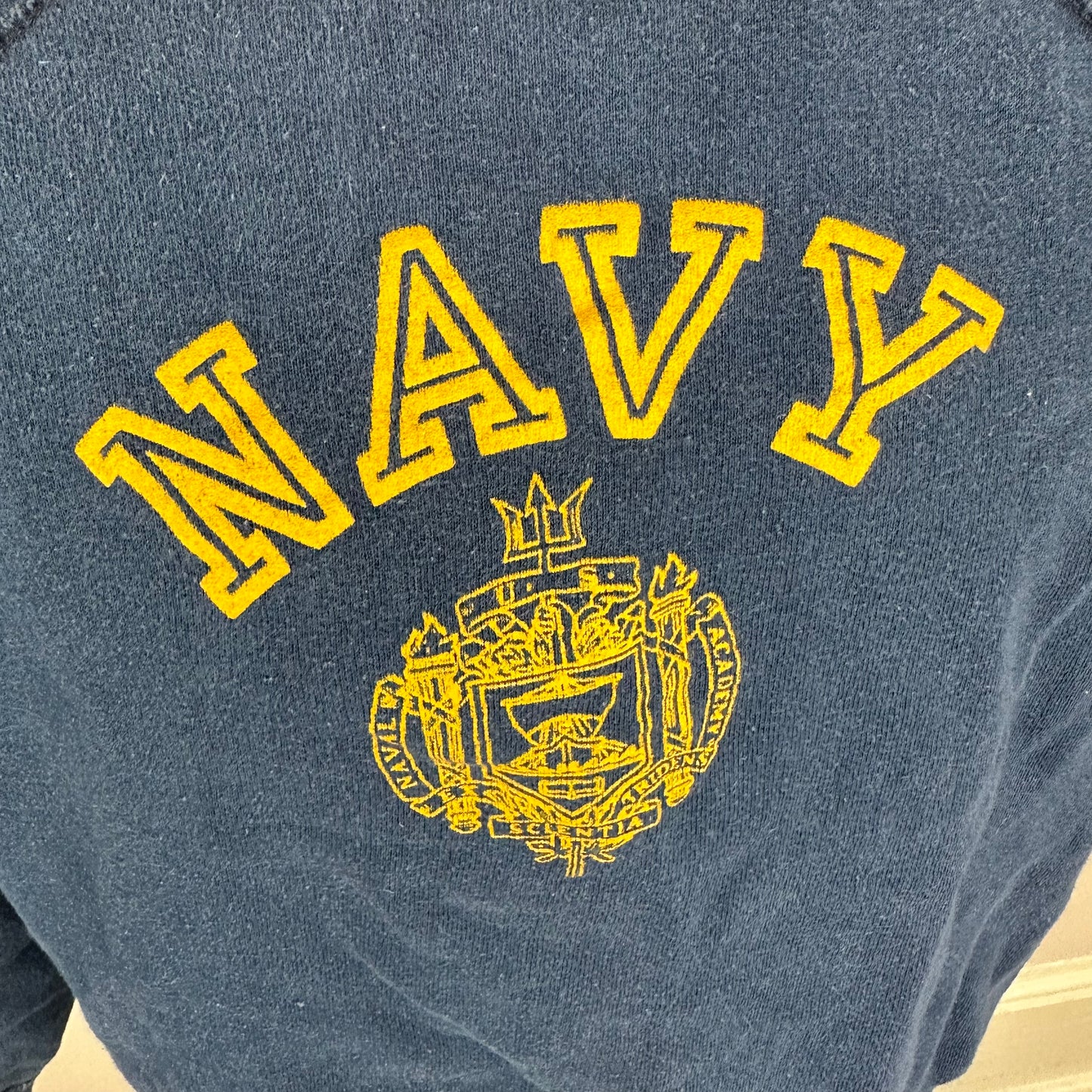 1960s US Navy Sweatshirt, Champion Size Large, Underarm Gussets