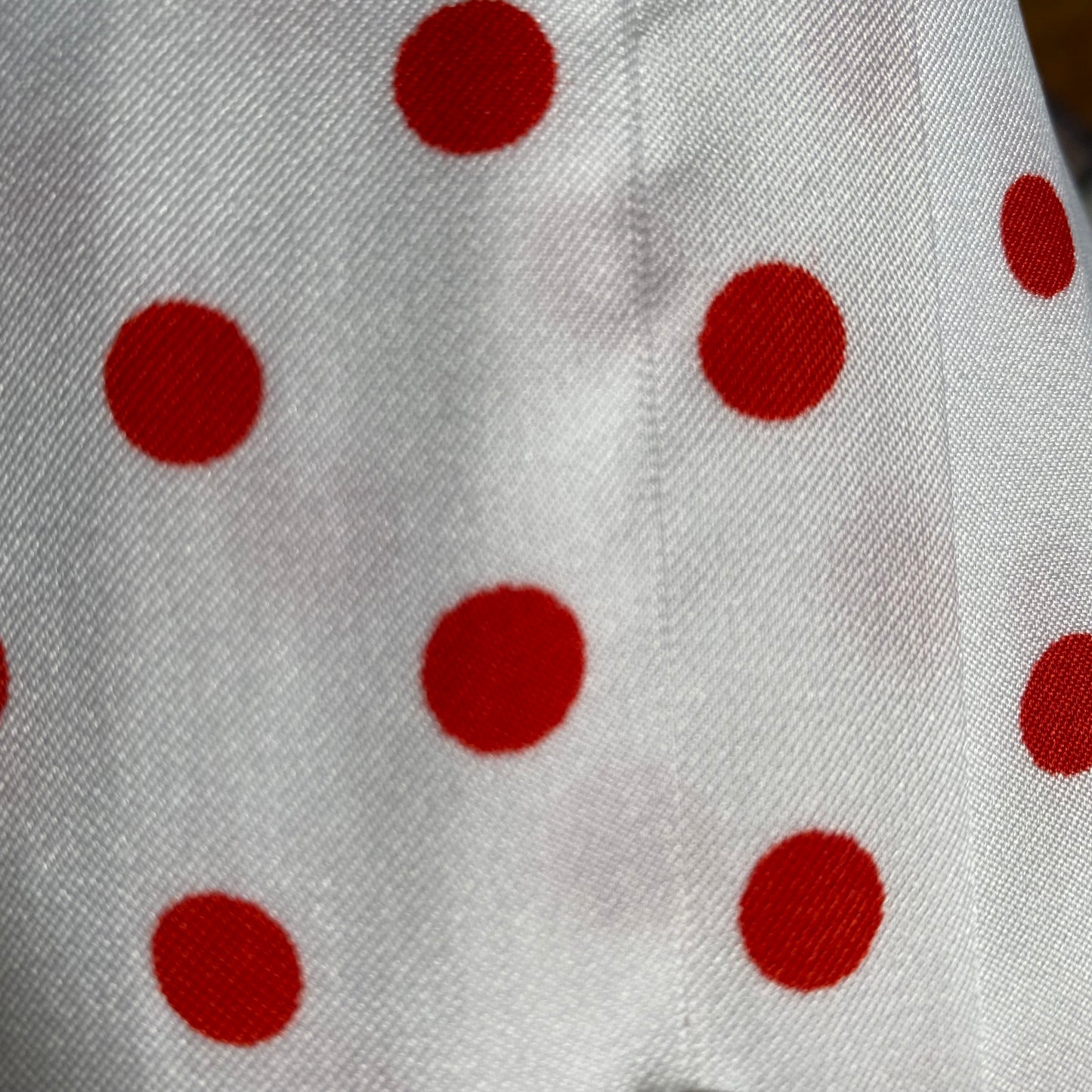 1970s Women's White and Red Polka Dot Blouse, Size Large