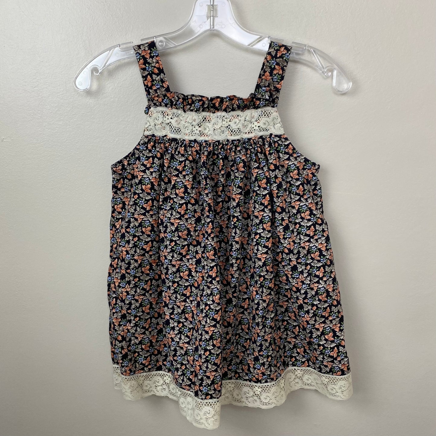 1970s/80s Floral Sundress, Kids Size 6, Prairie, Cottagecore