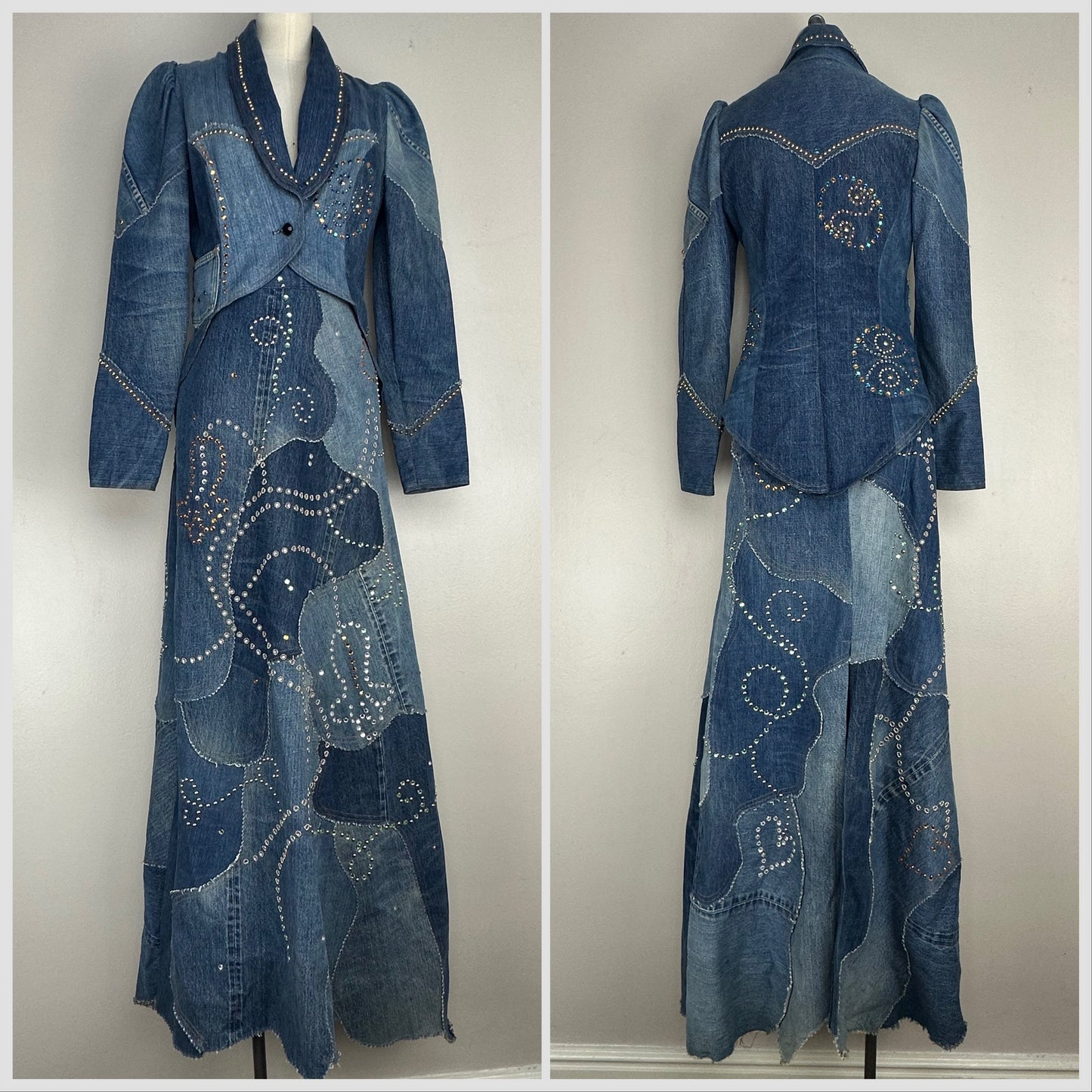 1970s Love Melody Denim Patchwork Jacket, Size Small