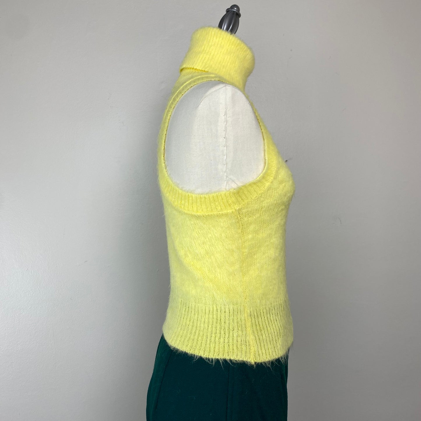 1970s Mohair Blend Sweater, Offspring, Sleeveless Turtleneck, Size XS