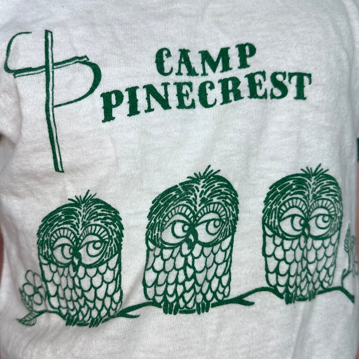 1970s Camp Pinecrest Ringer T-Shirt, Artex Youth Size M/Adult Size XS