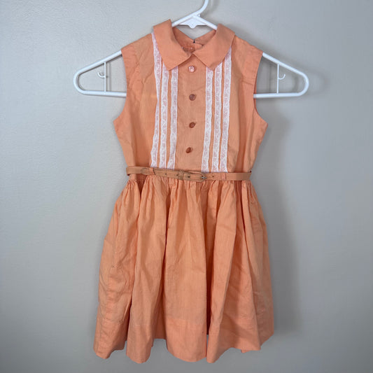1950s Orange Dress, Kate Greenway Frock, Child's Size 6