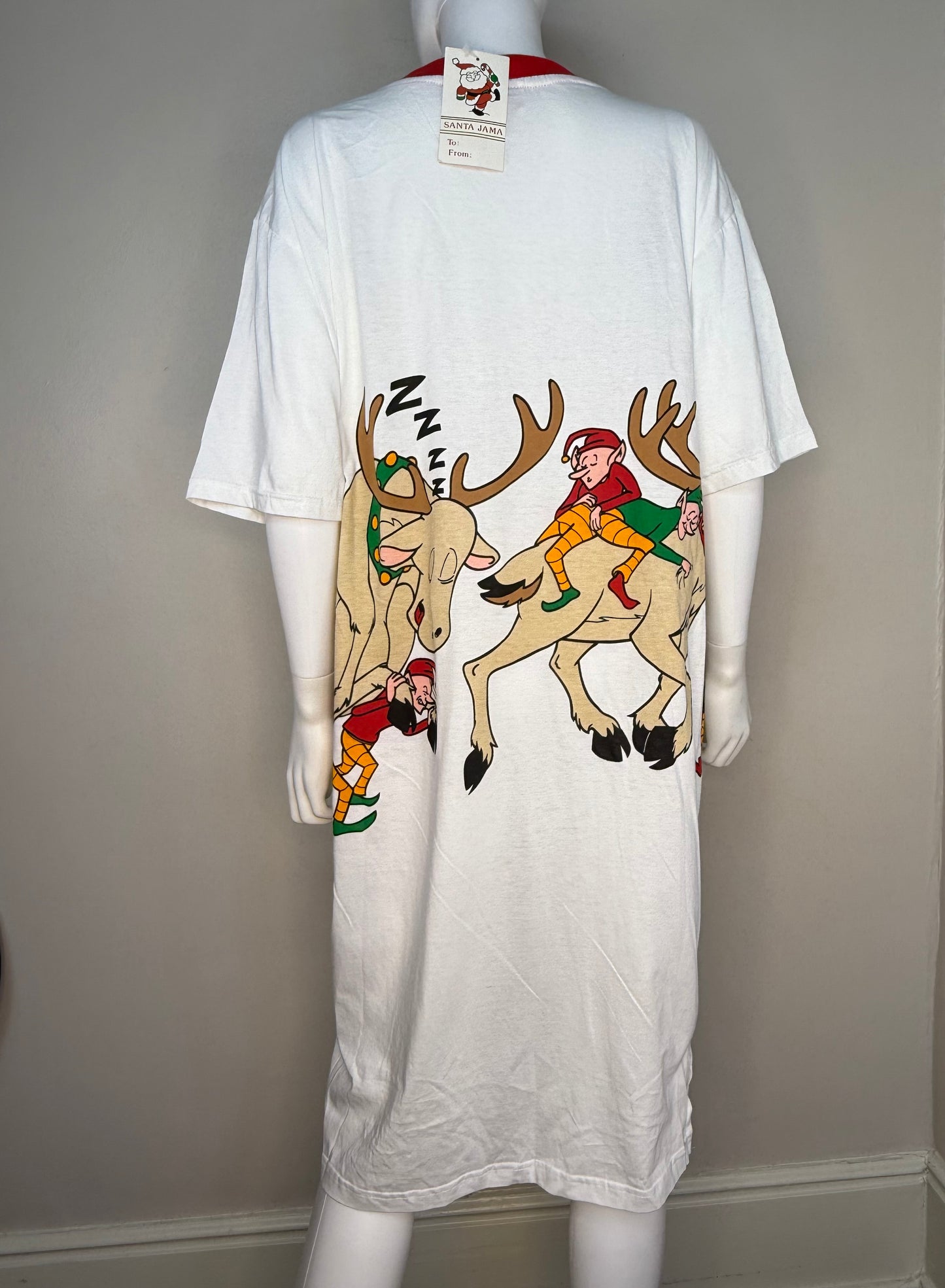 1990s Christmas T-Shirt Nightgown, Santa Jama, Oh What A Night, Santa Claus Nite Shirt, One Size
