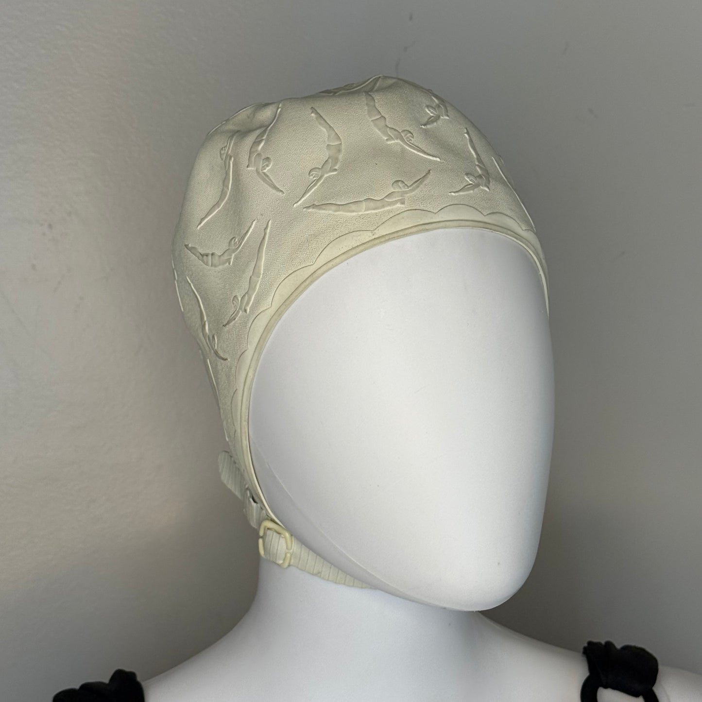 1950s/60s Swim Cap with Chin Strap, Diving Belle by Jantzen, Embossed Diving Girl