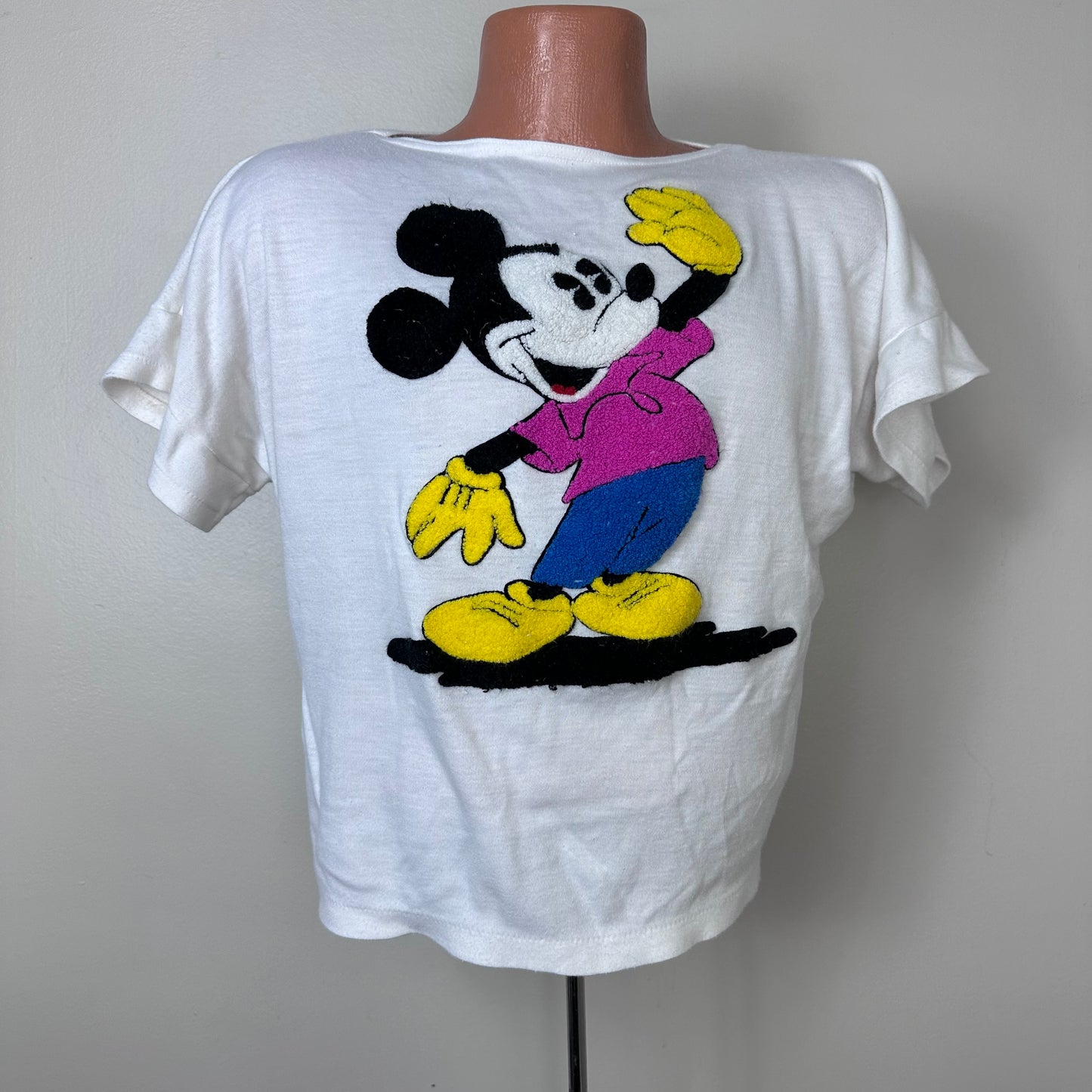 1980s Mickey Mouse T-Shirt, Sunday Comics Size Medium, Chenille Embroidery
