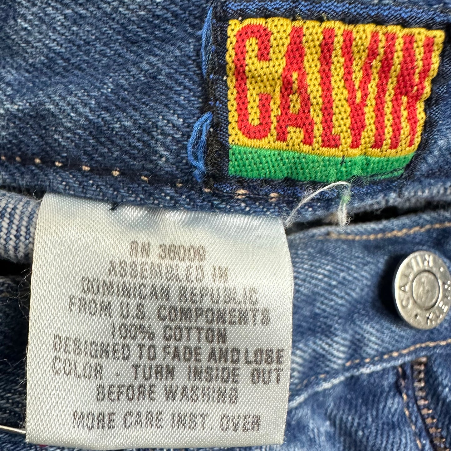 1980s Denim Skirt, Calvin Klein Size XS, Straight Knee Length, Blue Jean