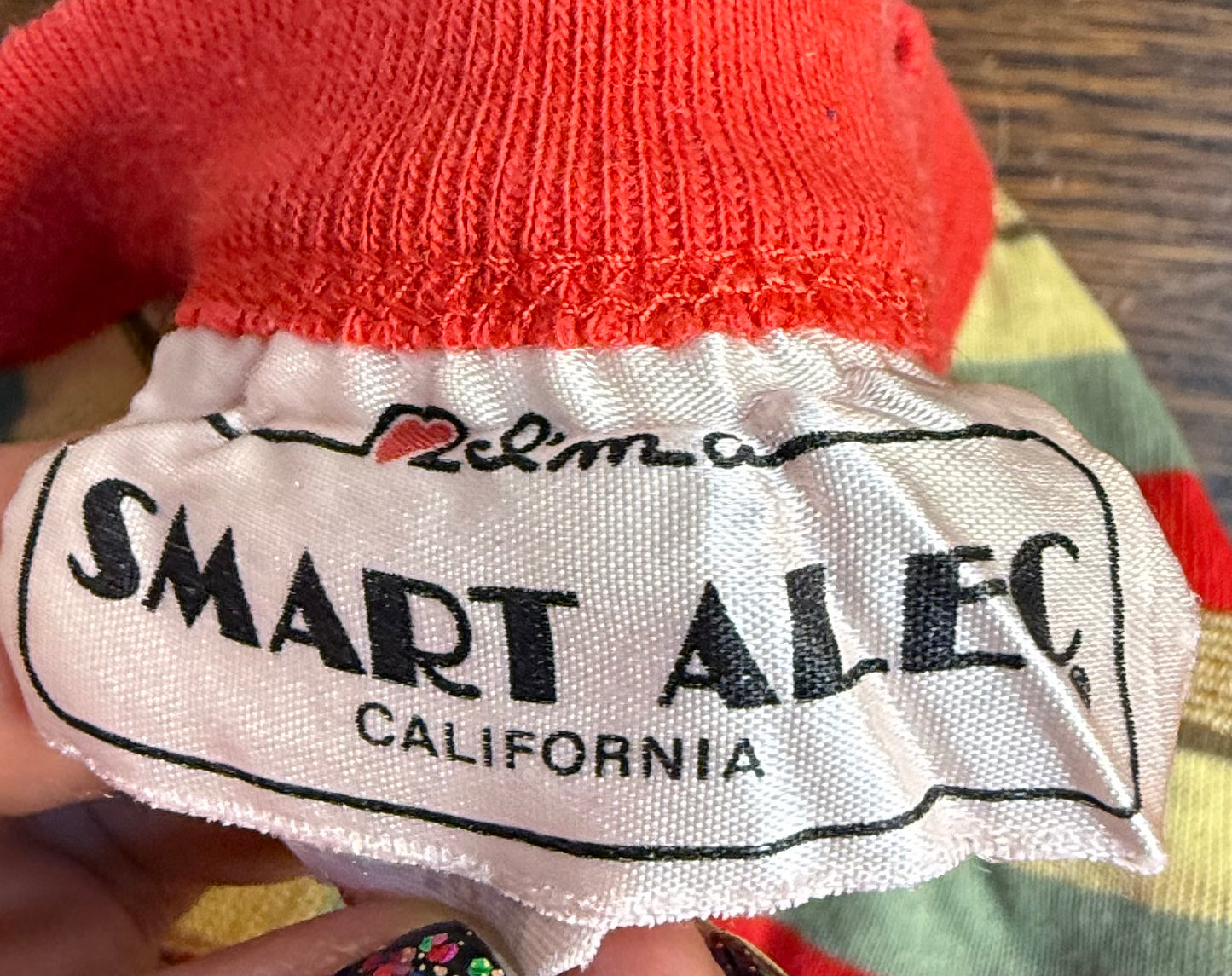 1980s Striped V Neck Knit Top, Back Button, Smart Alec California Size XS-Small