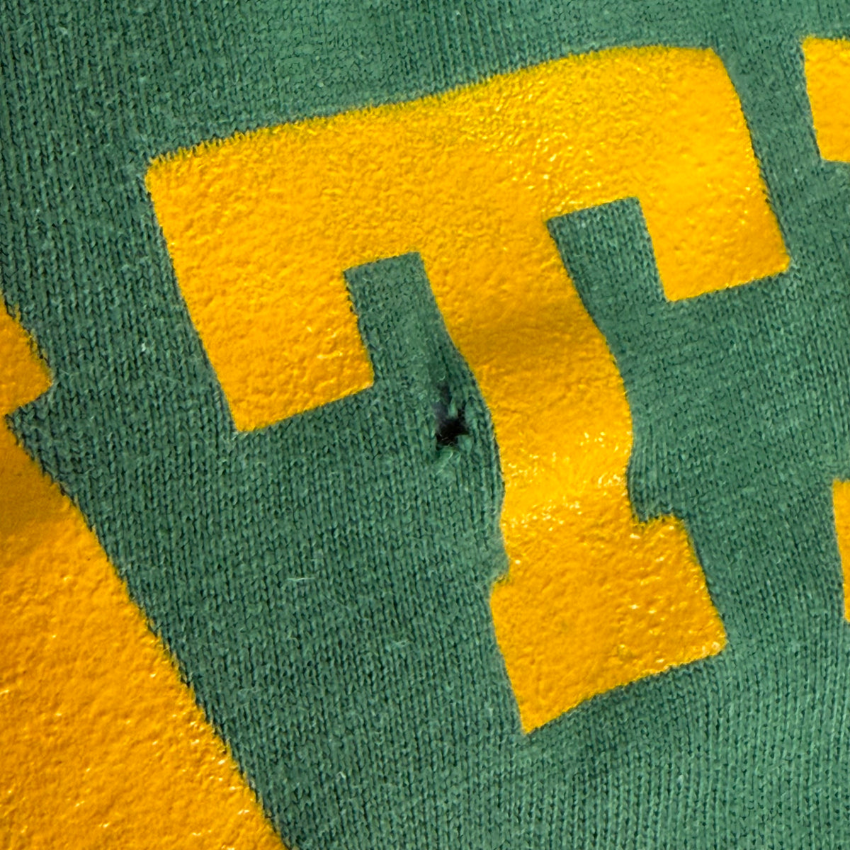 1940s Green Cotton Jersey T-Shirt, Central High Memphis AA, Champion Knitwear Company Running Man Size Medium, Distressed