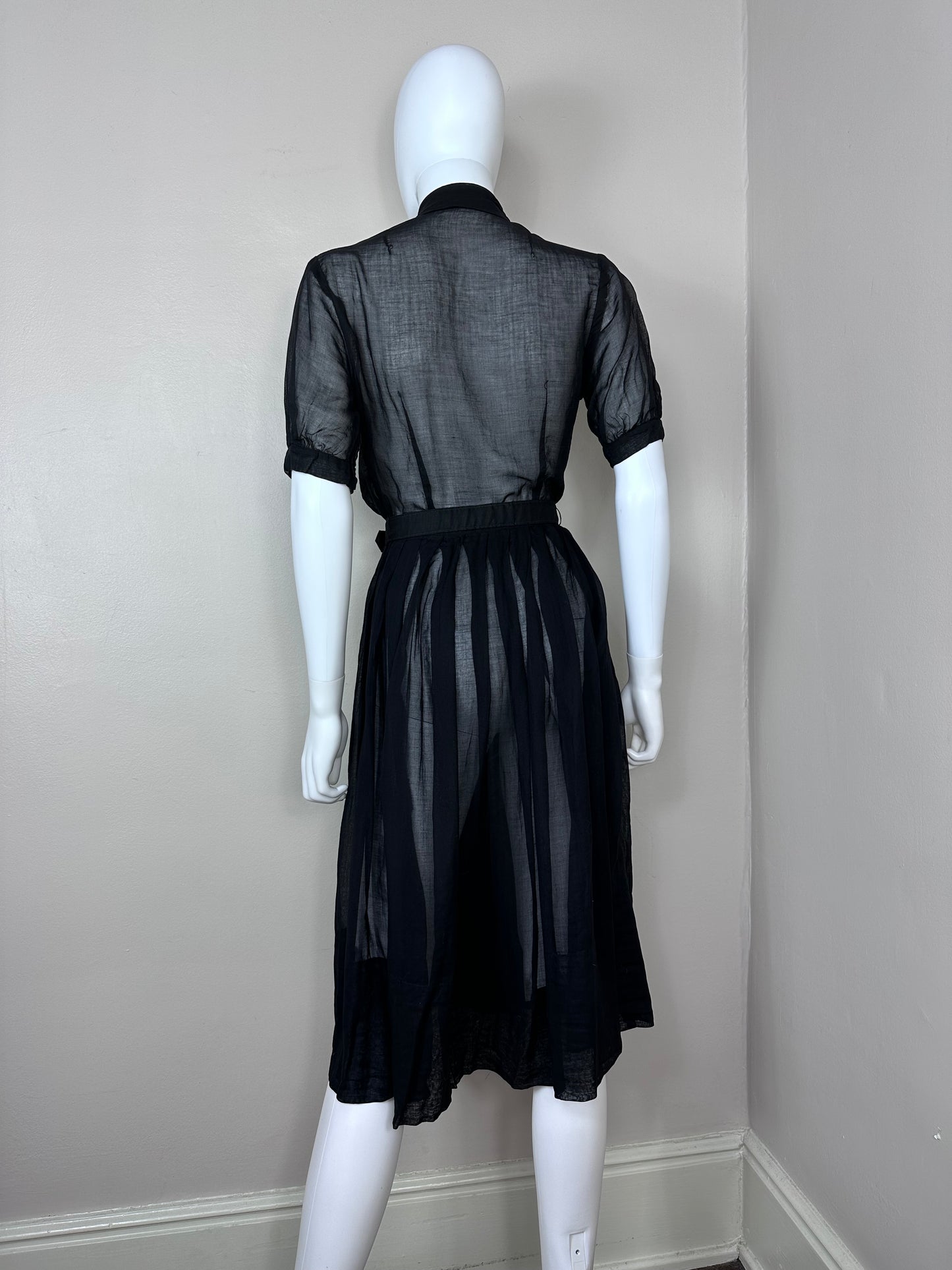 1950s Sheer Black Dress, Jeanette Alexander of California Size XXS