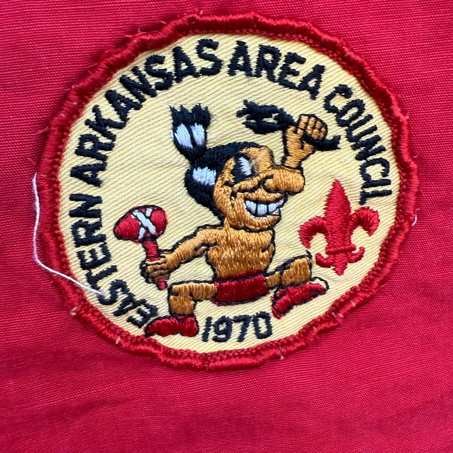 1960s Boy Scouts of America Red Jacket with 60s/70s BSA Camp Patches, Size Small, Order of the Arrow, Distressed