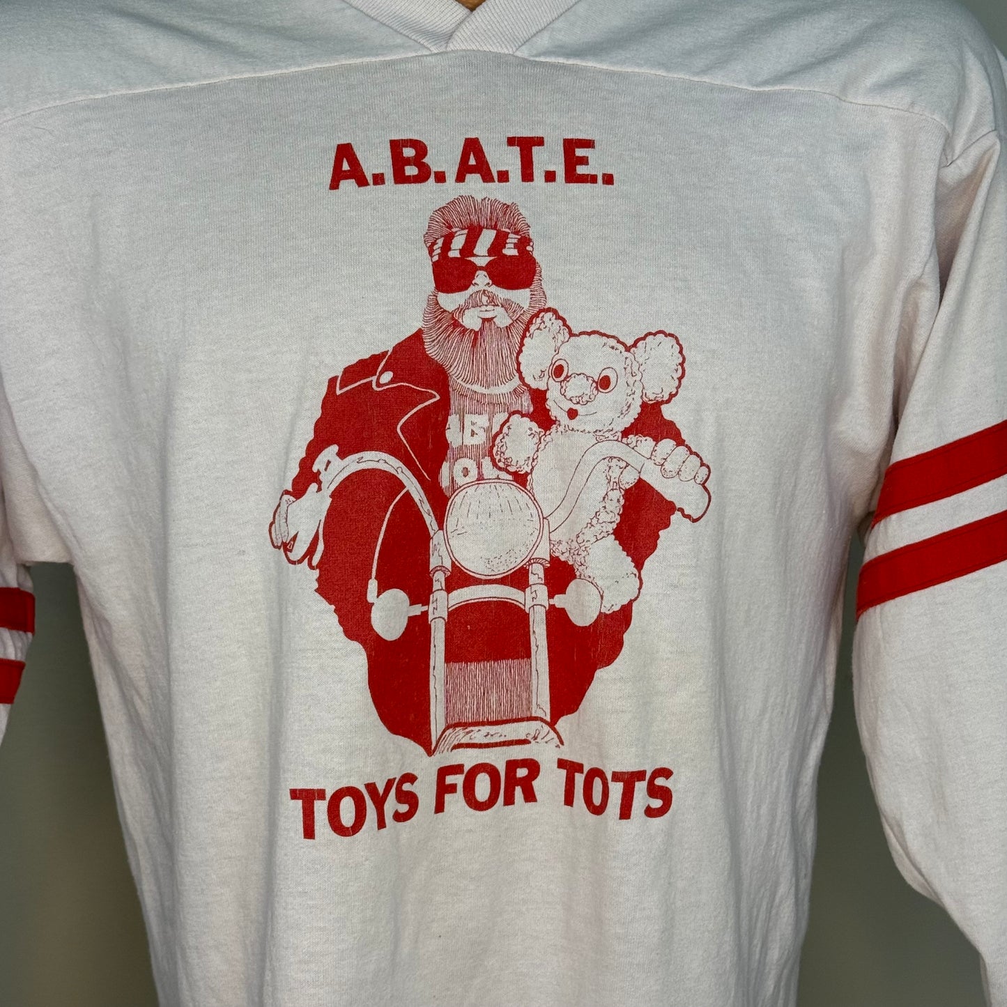 1980s ABATE Toys For Tots Biker T-Shirt, Iowa, US Marine Corps, Miller Jersey Tee Size Medium
