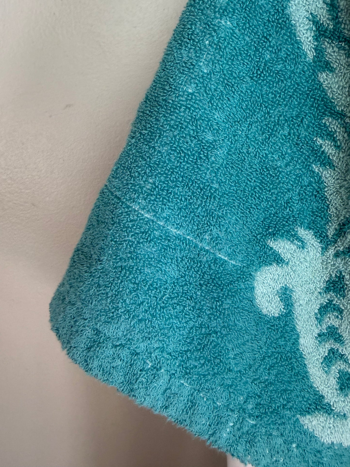 1960s/70s Teal Towel Dress, Gold Crest by Cone, Swim Beach Cover Up Size Small-Medium