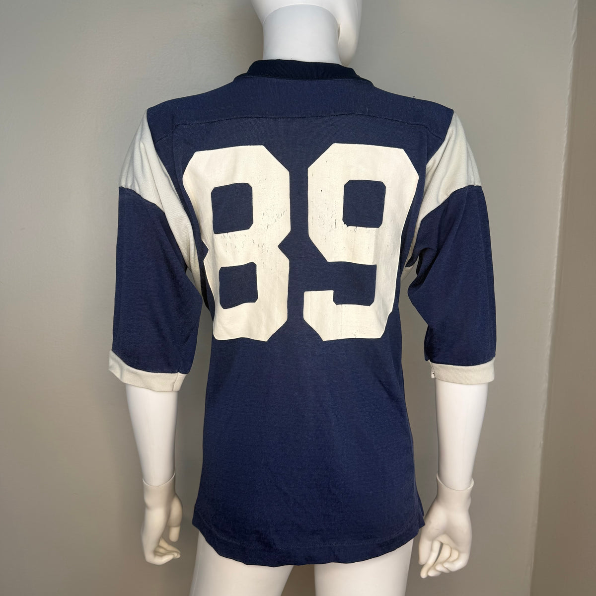 1970s Navy Blue Jersey, Champion Products Size Youth XL/Adult Small, No 89, Distressed