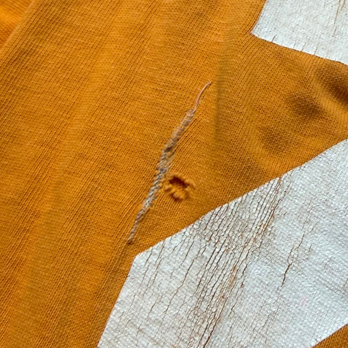 1960s Orange Cotton Jersey, Russell Athletic Size Large, No 22, Distressed