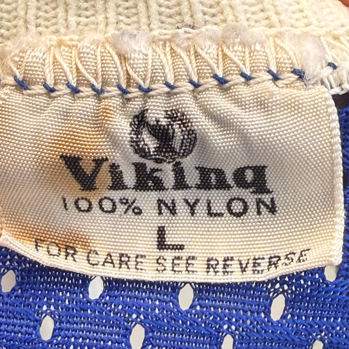 1970s Blue and White Mesh Motocross Husqvarna Jersey, Viking Size Large
