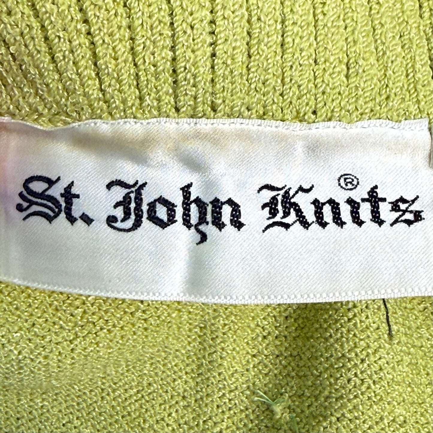 1960s/70s St John Knits Green Sleeveless Sweater Dress and Matching Short Sleeve Cardigan, Size XS-Small