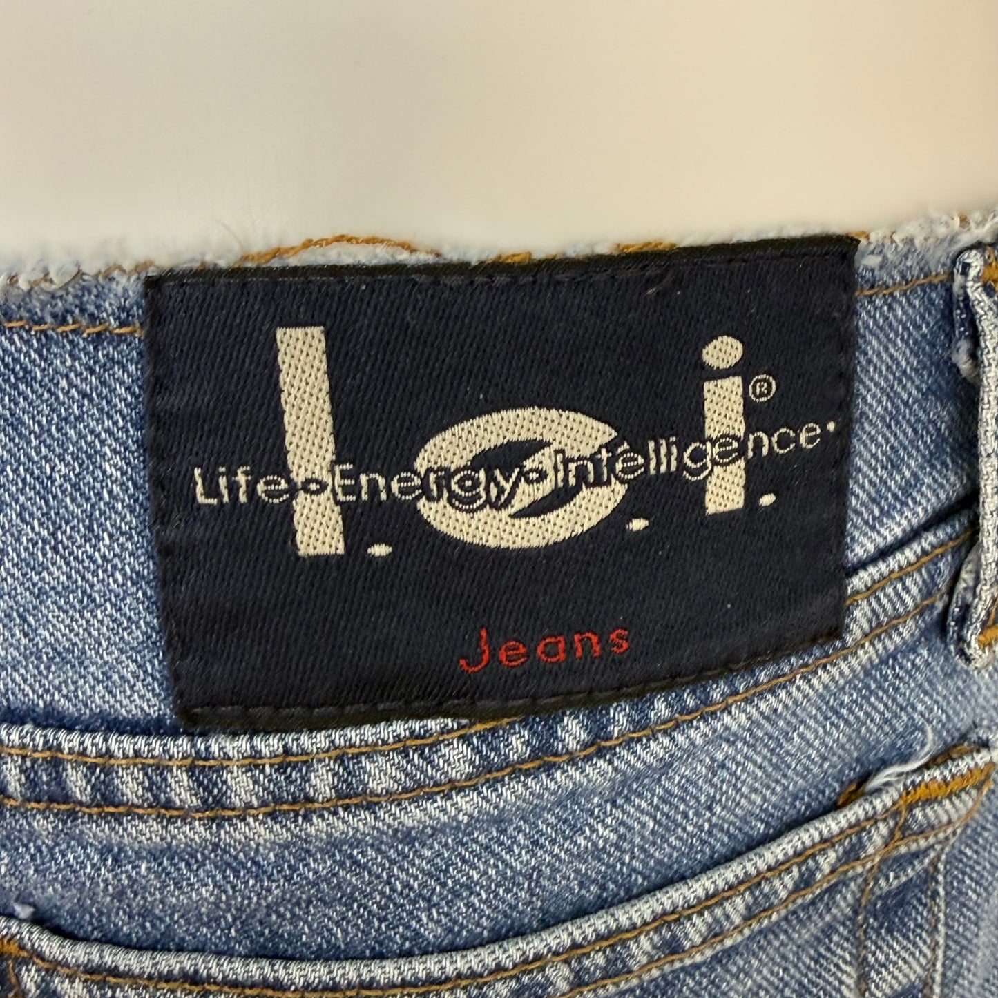 1990s/Y2K Low Rise Denim Shorts, L.E.I. Size 7, Raw Edge Waistband