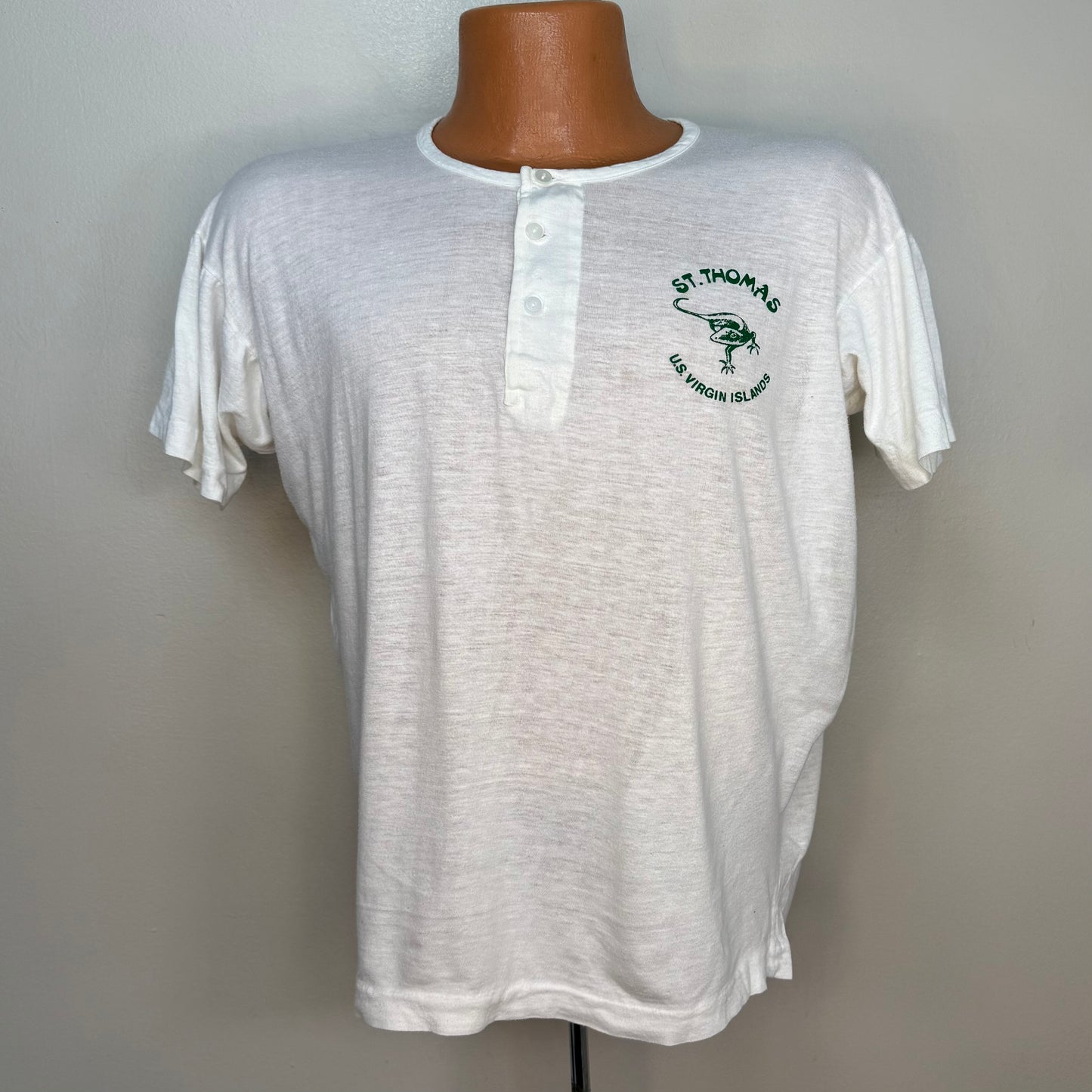 1970s St Thomas US Virgin Islands Henley T-Shirt, Double Bull Size Medium