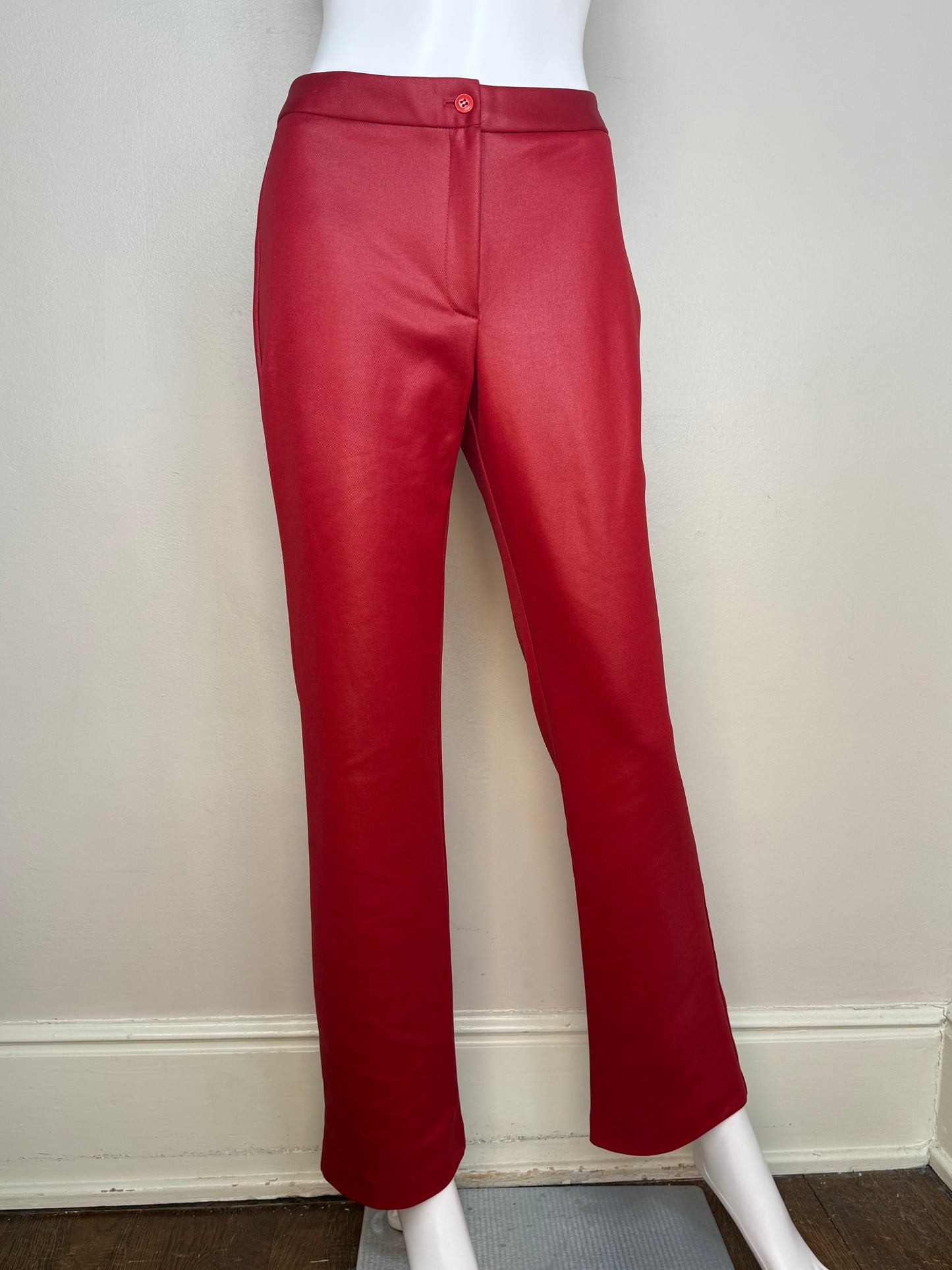 1990s Shiny Red Pants, Flare Leg, Star CCC City Clothing Co Size XS/Small
