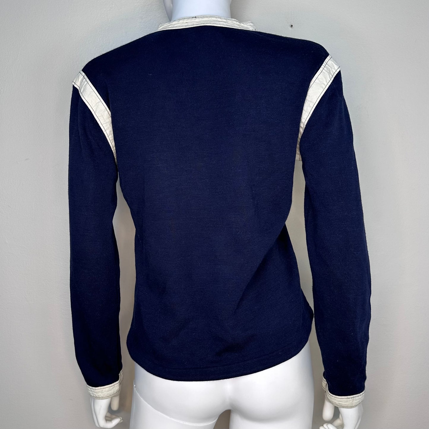 1970s Navy Blue V-Neck Sweatshirt, Rimlon by RBK Importers Size Small