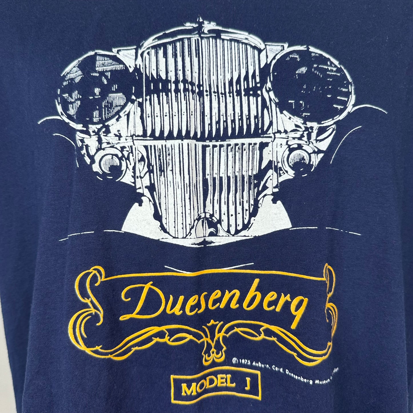 1970s/80s Duesenberg Model J T-Shirt, Logo 7 Size Large, Auburn Cord Duesenberg Museum, Antique Car 1920s 1930s