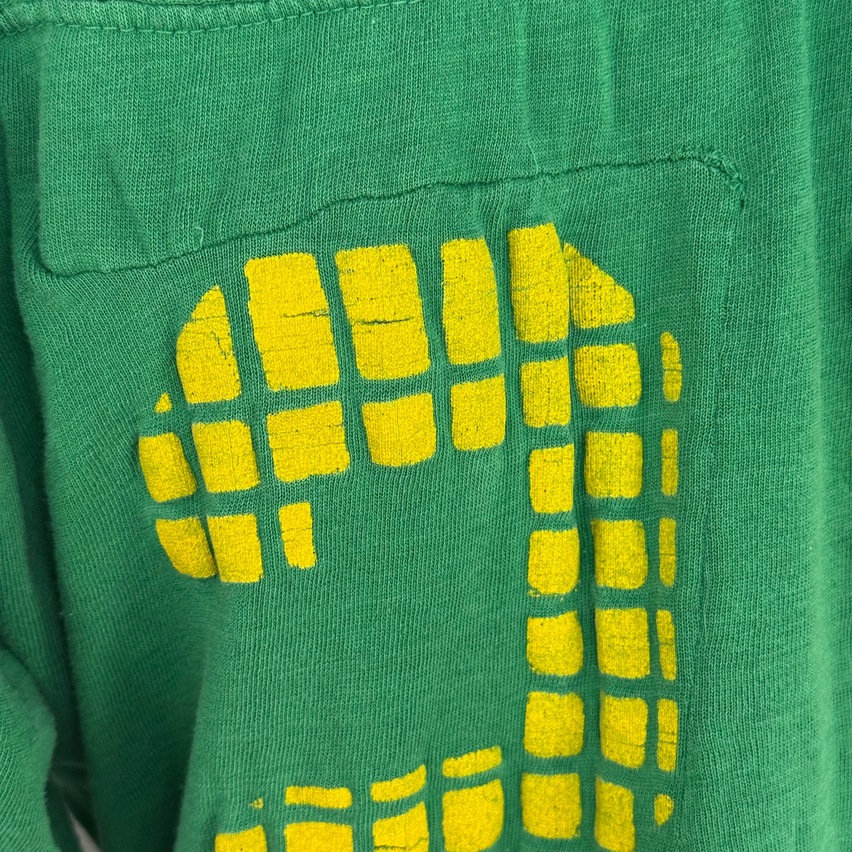 1950s Green Cotton Jersey T-Shirt, Large Yellow Grid Number 25, Red Fox Manufacturing Size 42