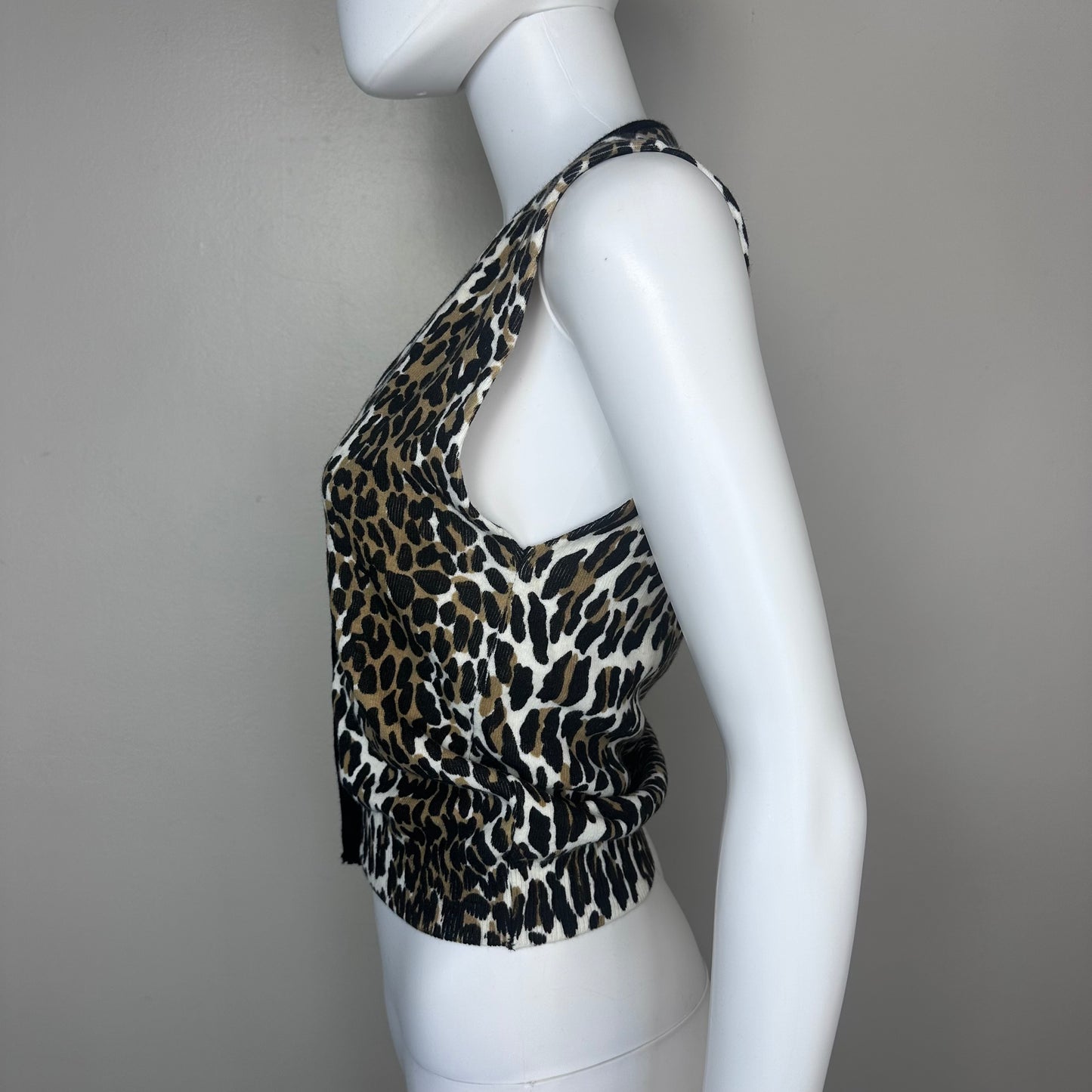 1950s Leopard Print Cardigan Sweater Vest, You’re Prettier in a Whittier, Deadstock with Tag