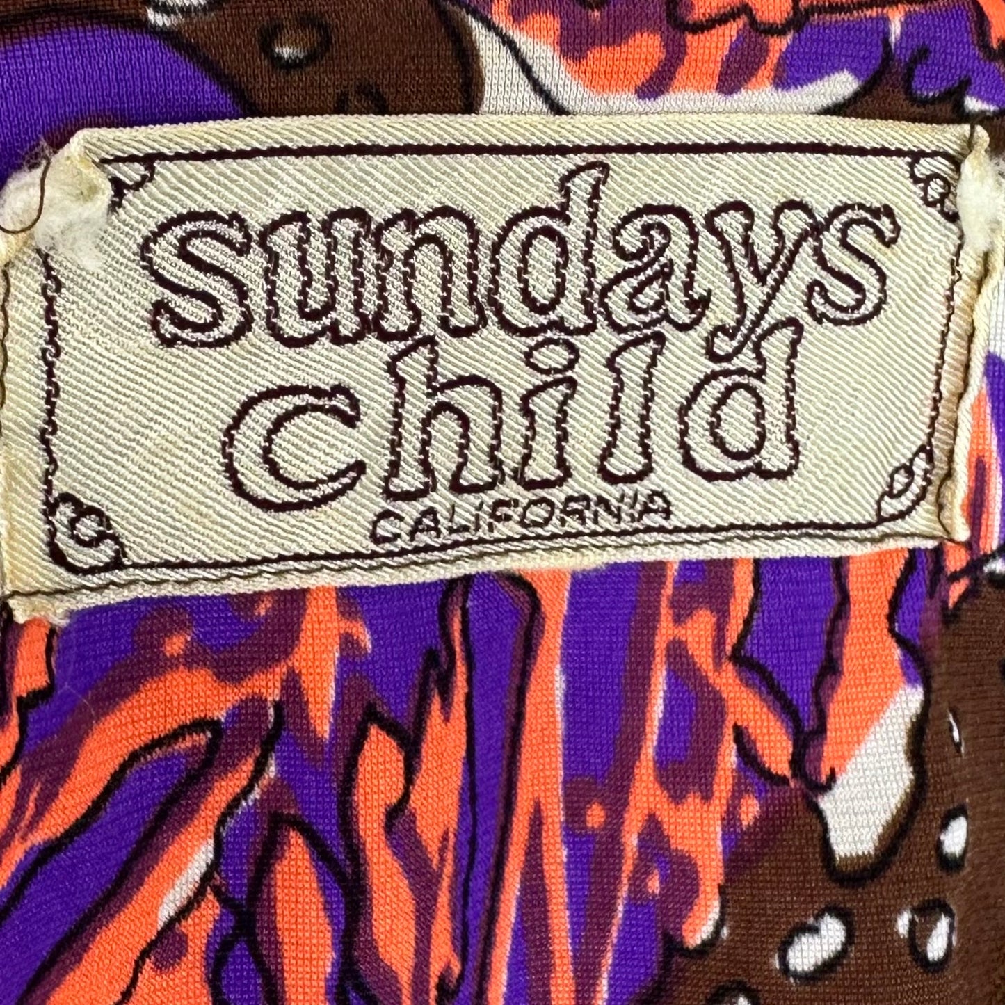 1970s Psychedelic Print Mini Dress, Sundays Child California