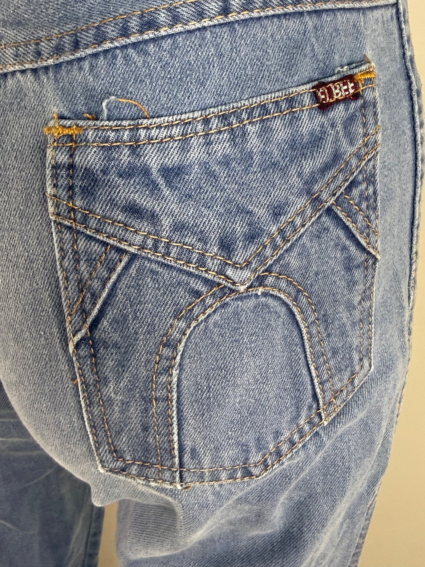 1970s/80s Blue Jeans, High Rise, Straight Leg, Elbee Size 0, 25"x30.5"