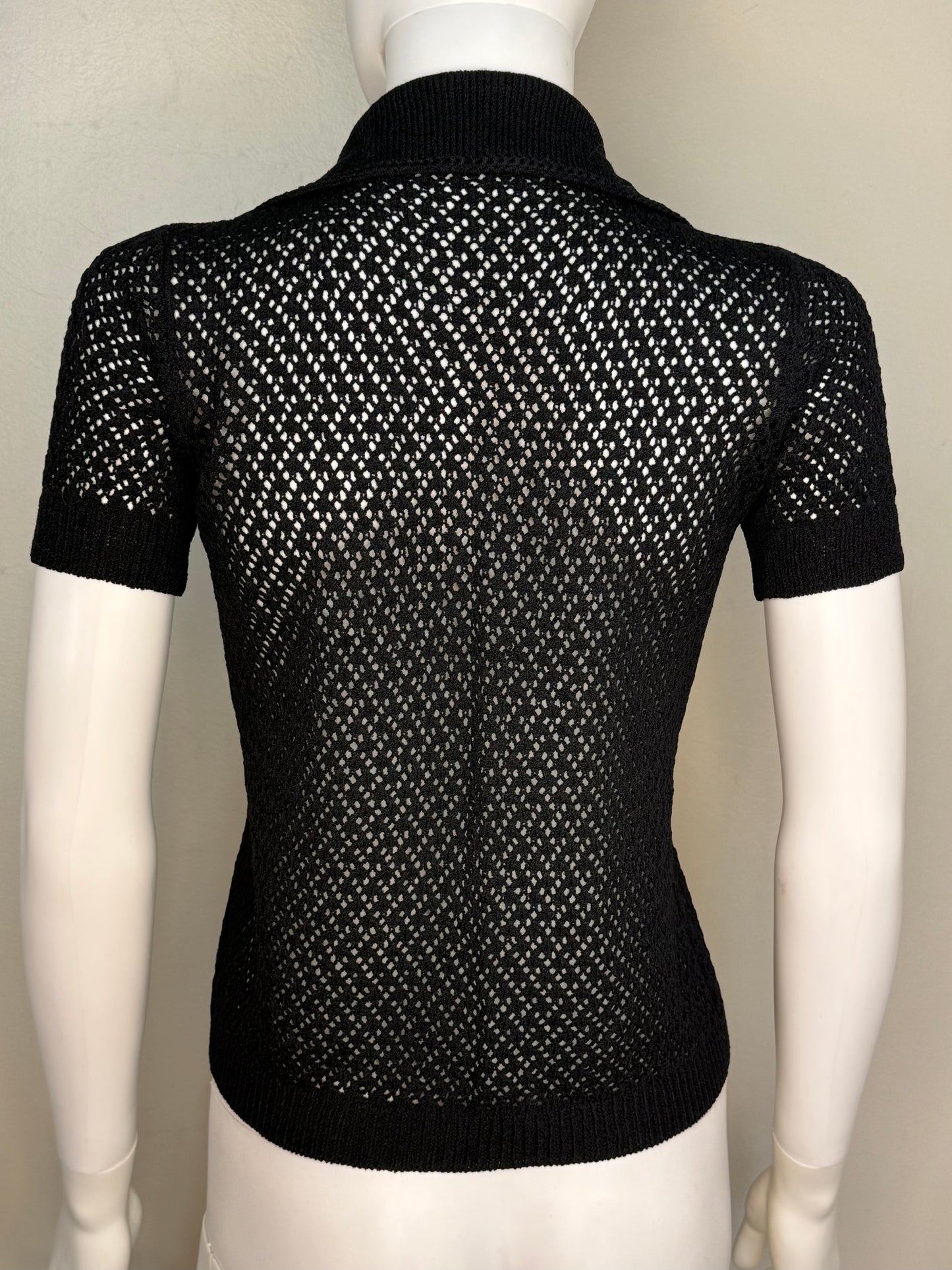 1960s/70s St John Knits Black Sleeveless Sweater Dress and Matching Short Sleeve Cardigan, Size X-Small