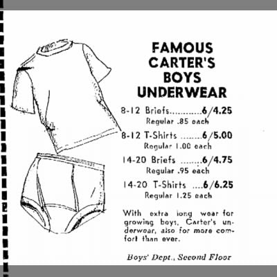 1960s Carter’s Undershirts, White, Boys’ T-Shirts, Size 20 Youth XL, New Old Stock in Package, Pack of 3