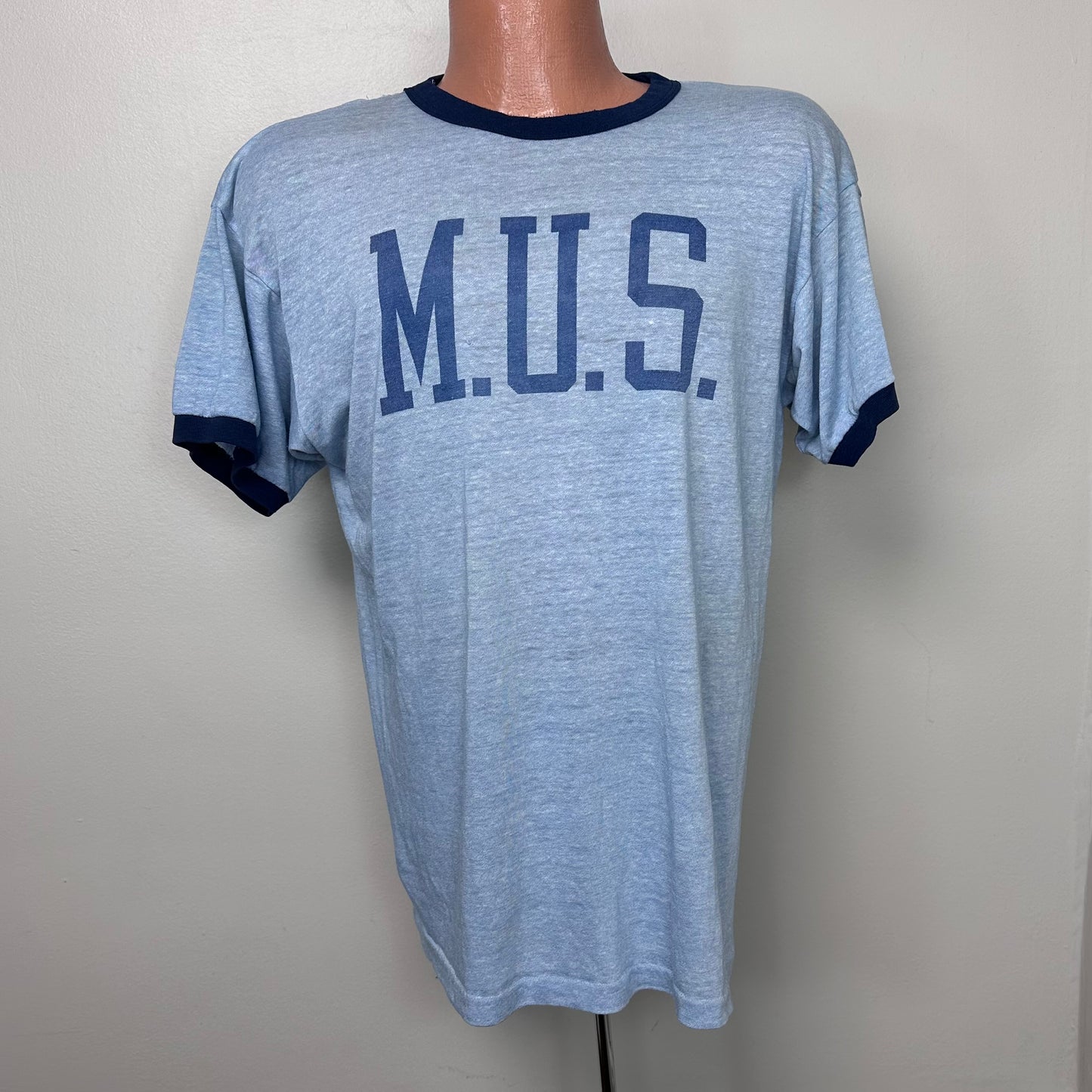 1980s MUS T-Shirt, Champion Ringer Tee Size Large, Memphis University School