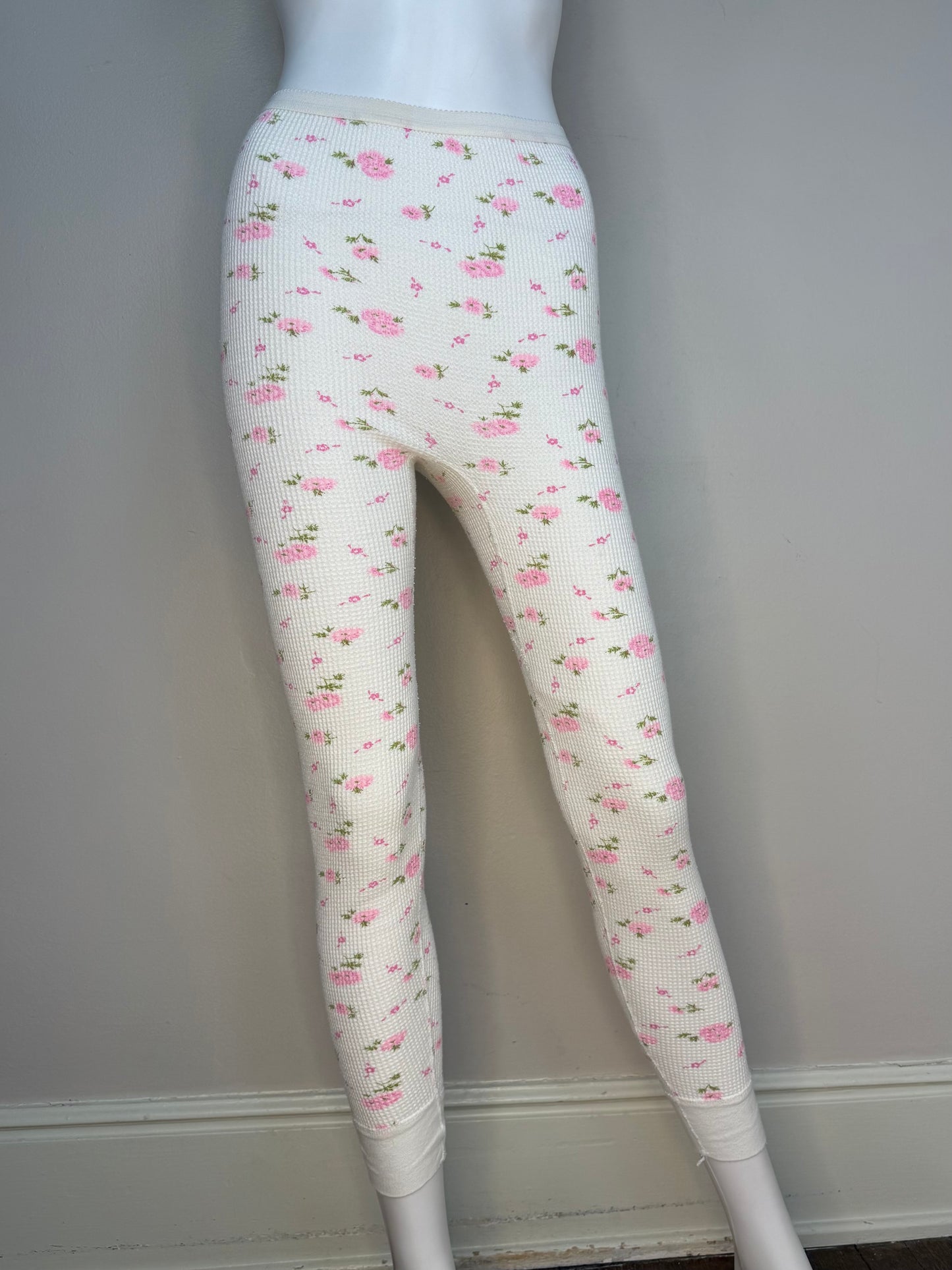 1970s/80s Floral Thermal Shirt and Pants Set, Sears Size S/M, Long John Winter Underwear