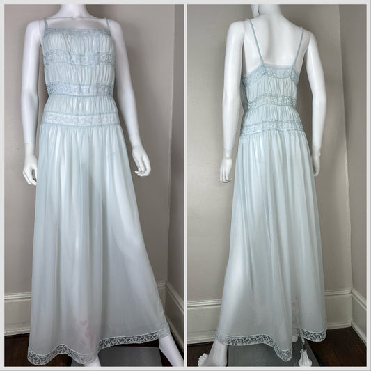 1940s/50s Kayser Nightgown, Size Small-Medium, Pastel Blue Nylon
