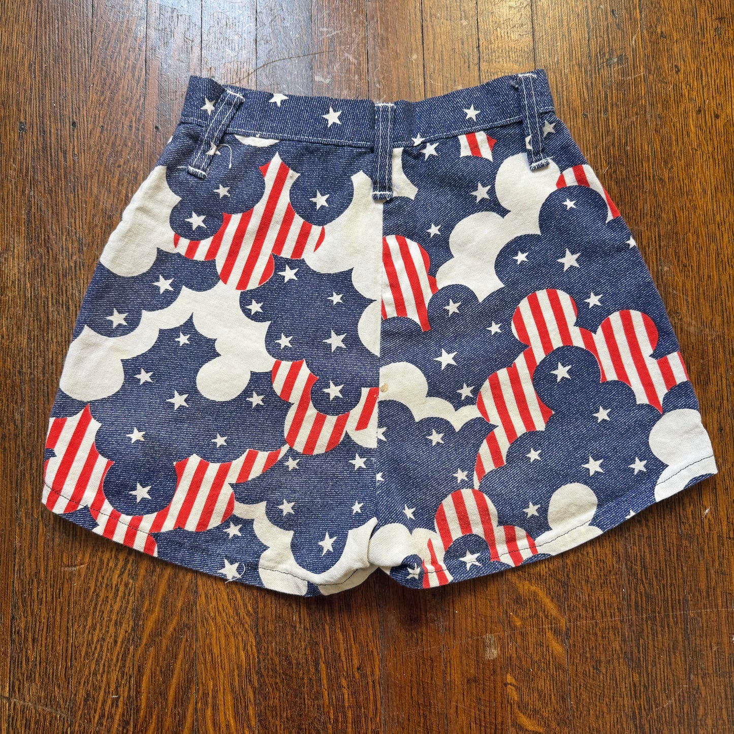 1970s Stars and Stripes Shorts, Kids 6/7, Spirit of 76 Red White and Blue