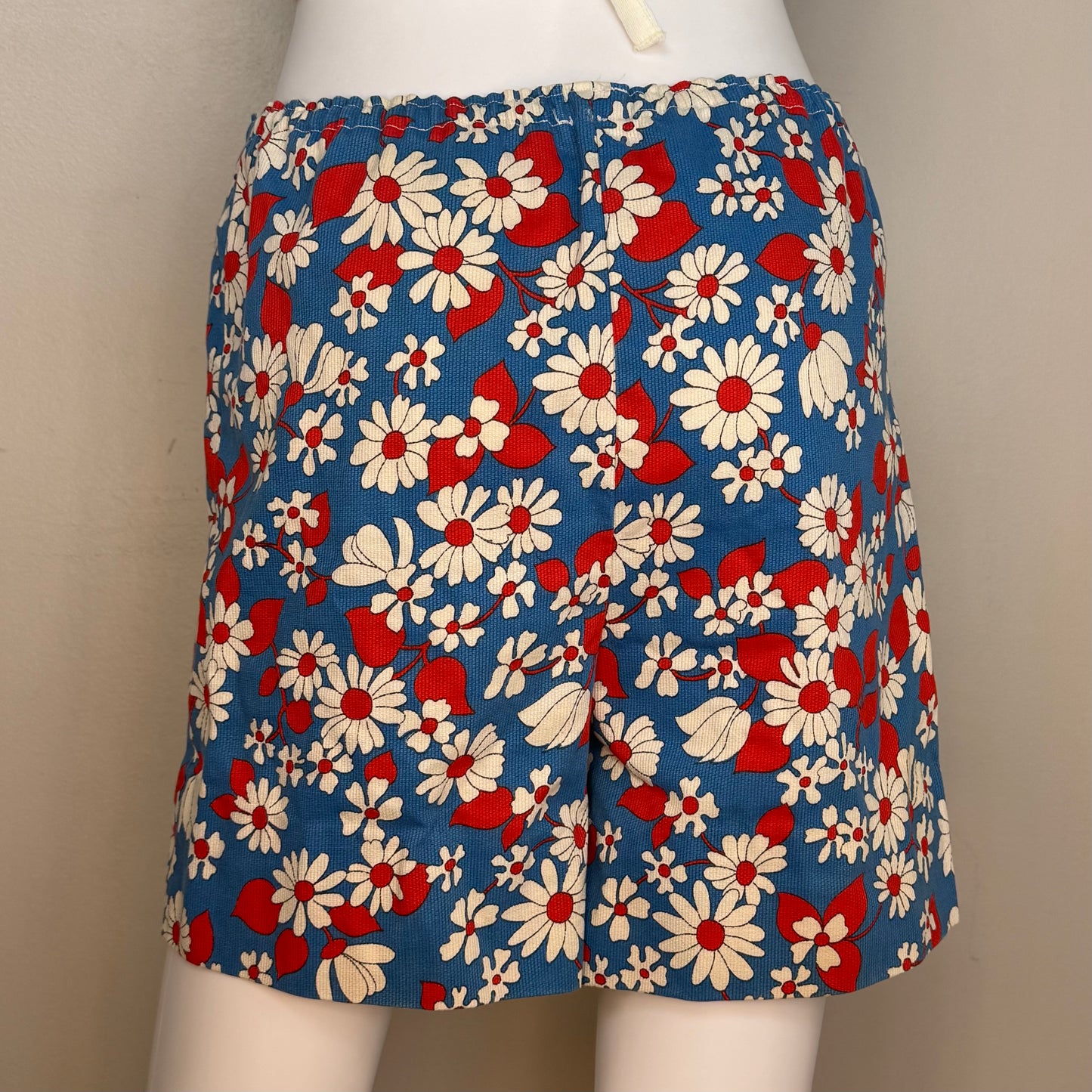 1960s/70s Floral Shorts, Handmade Size XS, Elastic Waist