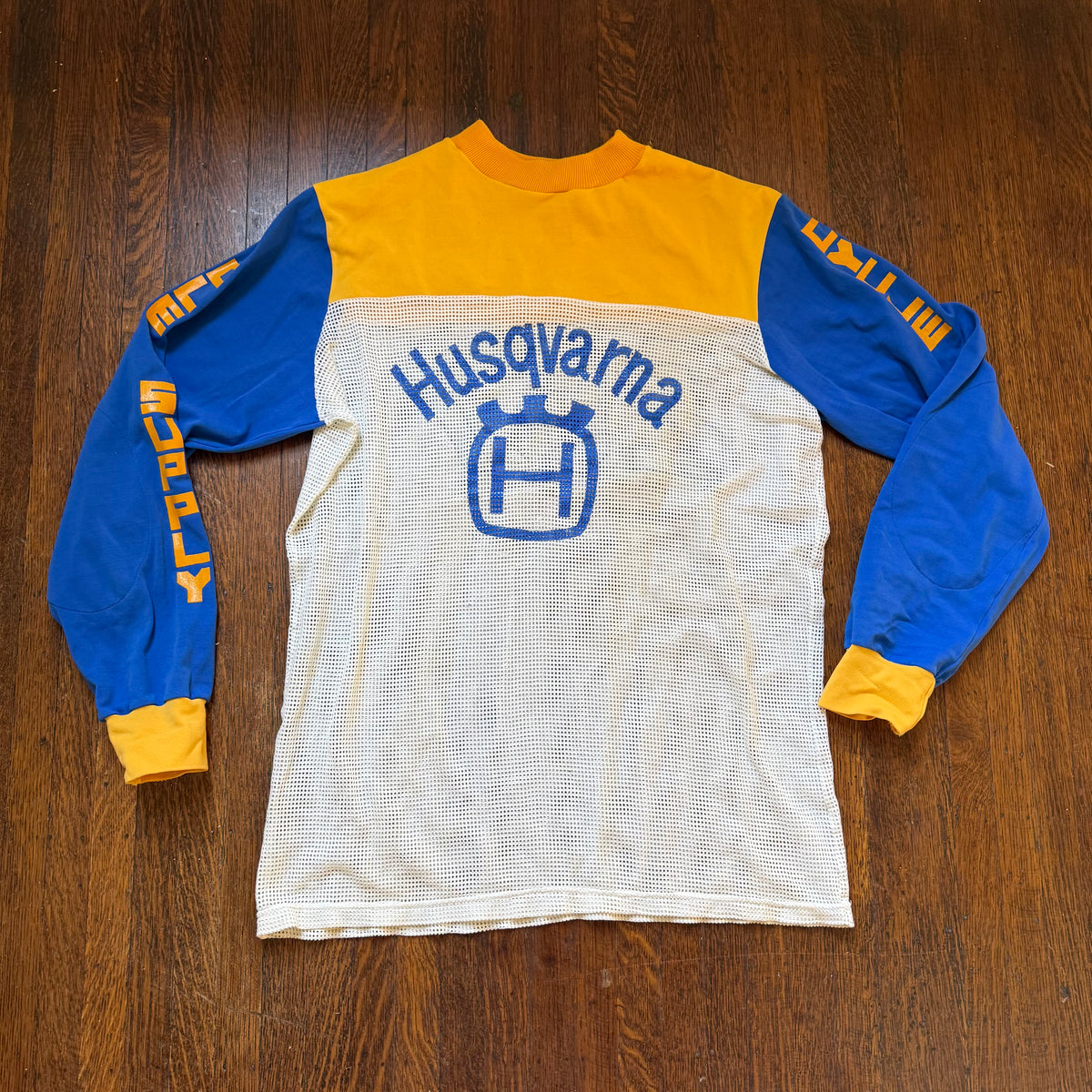 1970s Husqvarna Motocross Jersey, Cycle Supply, The Knitty Gritty Dirt Shirt Size Large, No 267