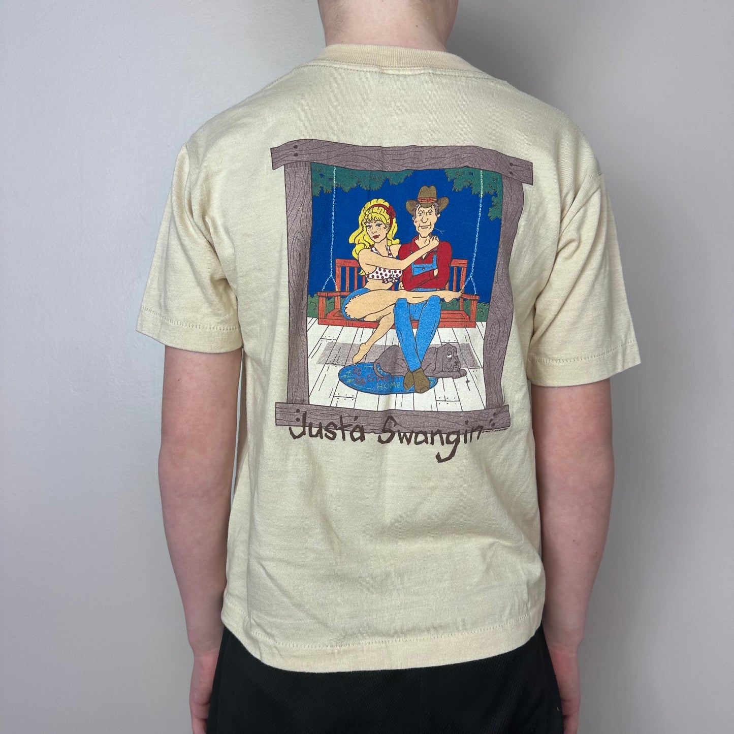 1980s Just’a Swangin T-Shirt, East Coast Designs Kids Size 10-12/Adult XS or