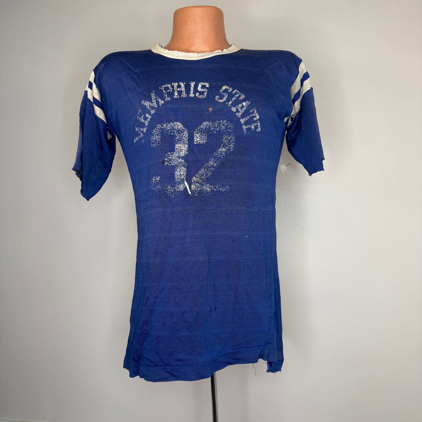 1970s Memphis State University Durene Jersey T-Shirt, Velva Sheen Size Medium, Distressed