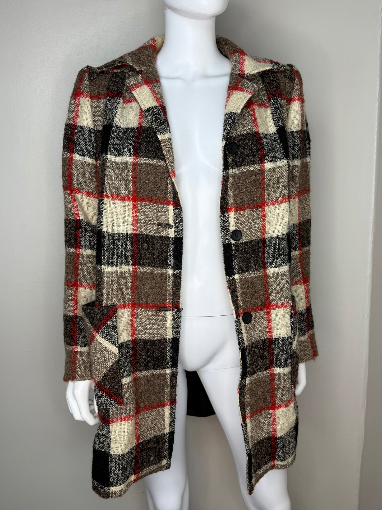 1970s/80s Plaid Boucle Coat, Adolph Schuman for Lilli Ann Size Large, 70s does 40s