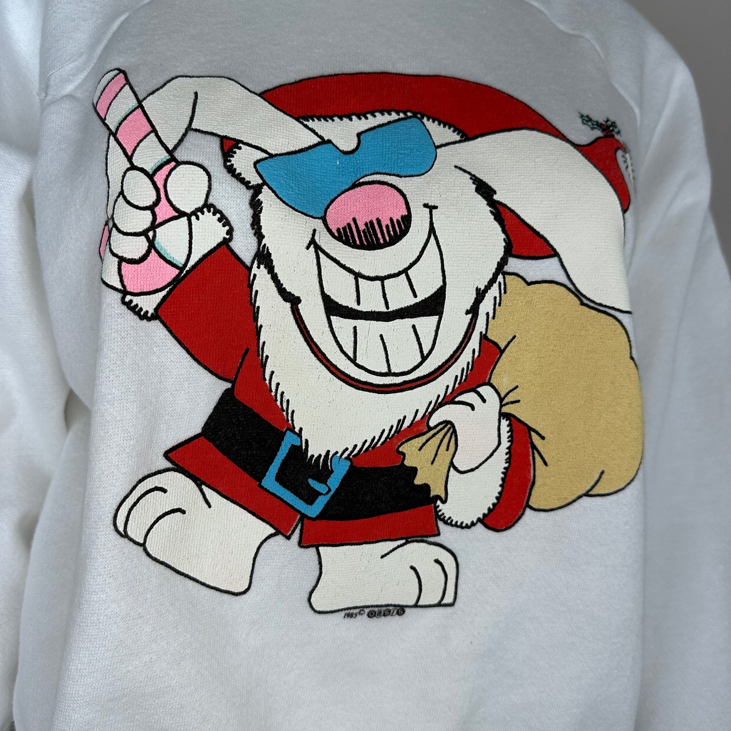 1980s Funny Bunny Christmas Sweatshirt, The Zoo Crew Size Medium, 1985