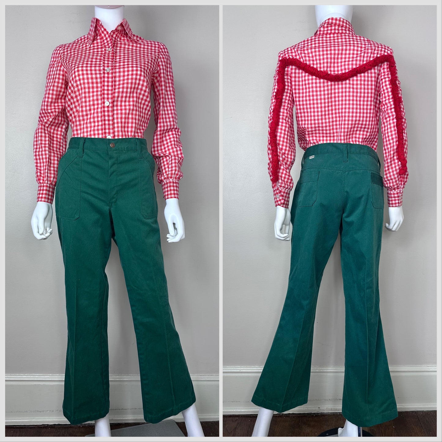 1970s Green Corduroy Flare Leg Pants, Mark Jeans 33"x29"