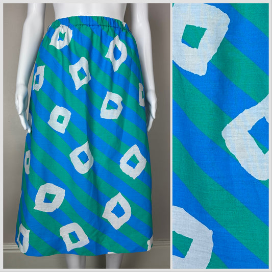 1980s Green and Blue Stripe Skirt, Sanibel Sport Size Small